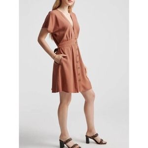 Quince Women’s Vintage Wash Tencel Button Front Dress Mini Lyocell Size Small